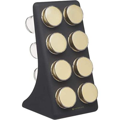 MasterClass Herb and Spice Rack Set with 8 Brass Finish Lidded Jars and Gift Box, Black Effect, 9 Piece