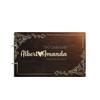 Bride and Groom Personalized Handmade Wedding Guest Book for Bride and Groom Wood Alternative Custom Engraved Newlywed Marriage Album 10 Designs to Choose from (Design 05, Chocolate Walnut) view 1