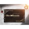 Bride and Groom Personalized Handmade Wedding Guest Book for Bride and Groom Wood Alternative Custom Engraved Newlywed Marriage Album 10 Designs to Choose from (Design 05, Chocolate Walnut) view 2