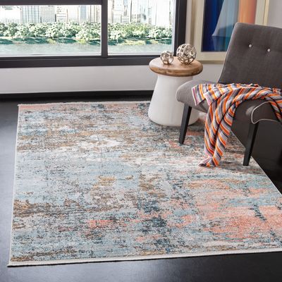 SAFAVIEH Shivan Collection 5'3" x 7'6" Grey / Pink SHV788B Modern Abstract Non-Shedding Living Room Bedroom Dining Home Office Area Rug