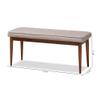 Baxton Studio Itami Mid-Century Modern Light Grey Fabric Upholstered Medium Oak Finished Wood Dining Bench view 3