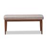 Baxton Studio Itami Mid-Century Modern Light Grey Fabric Upholstered Medium Oak Finished Wood Dining Bench view 4