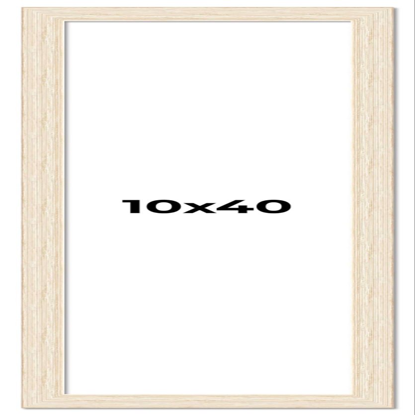 10x40 Frame White Barnwood Picture Frame - Modern Photo Frame Includes UV Acrylic Shatter Guard Front, Acid Free Foam Backing Board, Hanging Hardware Wood Wall Frames for Family Photos - no Mat