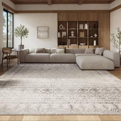 SAFAVIEH Area Rug 8x10 - Tulum Collection - Large - Ivory & Grey, Moroccan Boho Distressed Design, Non-Shedding & Easy to Clean, Ideal for Living Room, Bedroom, Dining Space (TUL271A)