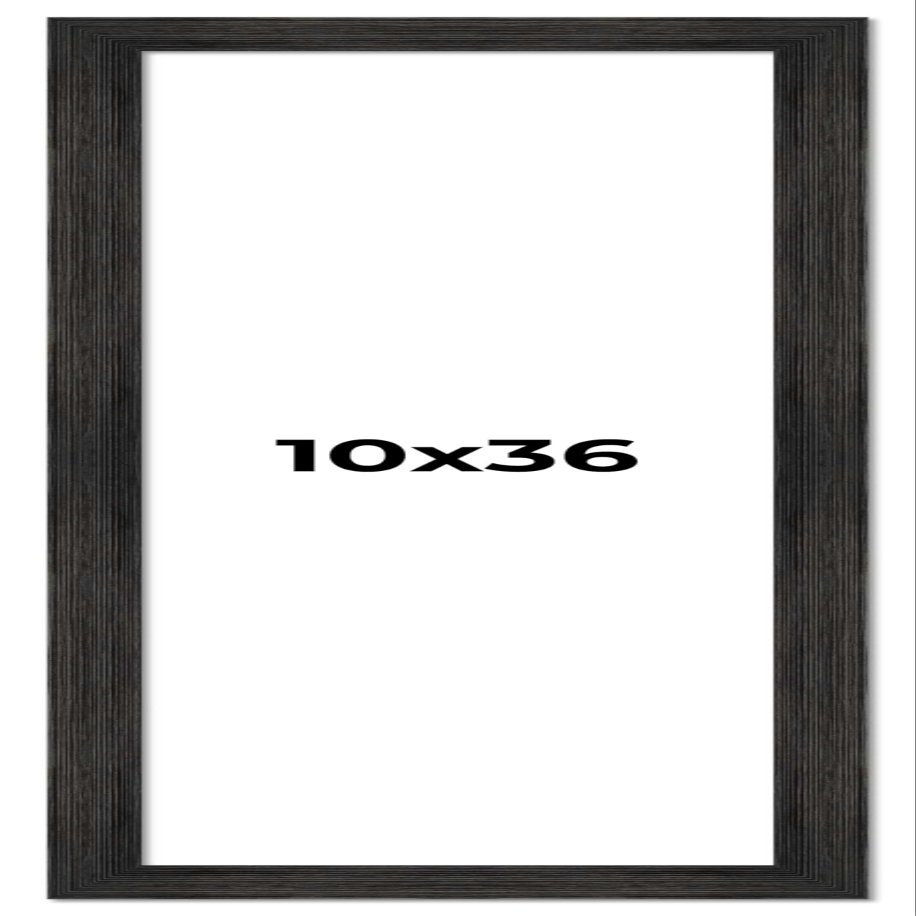 10x36 Frame Black Barnwood Picture Frame - Modern Photo Frame Includes UV Acrylic Shatter Guard Front, Acid Free Foam Backing Board, Hanging Hardware Wood Wall Frames for Family Photos - no Mat