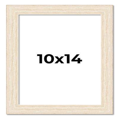 10x14 Frame White Barnwood Picture Frame - Modern Photo Frame Includes UV Acrylic Shatter Guard Front, Acid Free Foam Backing Board, Hanging Hardware Wood Wall Frames for Family Photos - no Mat