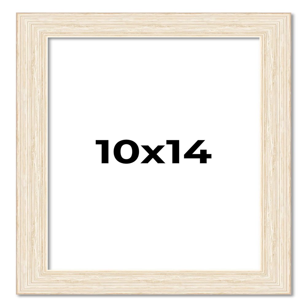 10x14 Frame White Barnwood Picture Frame - Modern Photo Frame Includes UV Acrylic Shatter Guard Front, Acid Free Foam Backing Board, Hanging Hardware Wood Wall Frames for Family Photos - no Mat