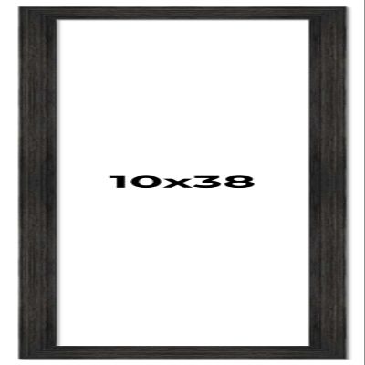 10x38 Frame Black Barnwood Picture Frame - Modern Photo Frame Includes UV Acrylic Shatter Guard Front, Acid Free Foam Backing Board, Hanging Hardware Wood Wall Frames for Family Photos - no Mat
