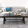 46" Living Room Coffee Table, Tempered Glass Tea Table Cocktail Desk,Metal Triangular Leg Coffee Table, Black Glass Tabletop Anti Scratch Polished Surface, Luxury Black Coffee Table for Home view 2