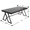 46" Living Room Coffee Table, Tempered Glass Tea Table Cocktail Desk,Metal Triangular Leg Coffee Table, Black Glass Tabletop Anti Scratch Polished Surface, Luxury Black Coffee Table for Home view 3