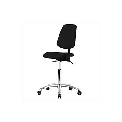 Thomas 1163W34 ESD/Cleanroom Vinyl Medium Bench Height Chair with Medium Back, Chrome Base, Without Tilt, Without Arms, Without Foot Ring, ESD Glides, Black