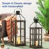 Glitzhome Farmhouse Oversized Wood Metal Lanterns Decorative Hanging Candle Lanterns Set of 2, Black (No Glass) view 3