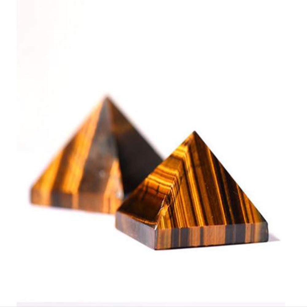 StoneStory Tiger's Eye Chakra Prymaid Healing Crystal Energy Figurines Pyramid Statue for Home Office Decoration 50mm (Tiger's Eye)