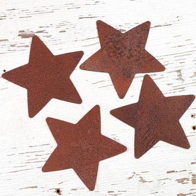 Flat Rusty Tin Primitive Star Cutouts - Rusted Metal Stars for Decorations, Arts and Crafts. (24 Pieces) 2-1/4" L x 2-1/4" W by Factory Direct Craft