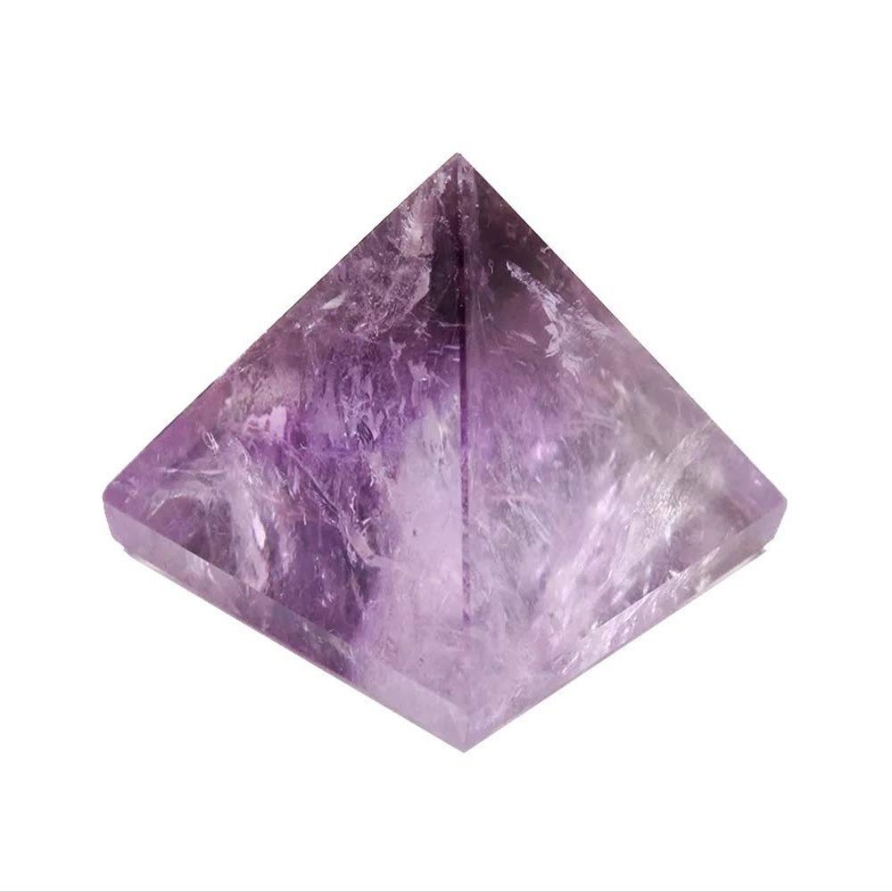 StoneStory Amethyst Chakra Prymaid Healing Crystal Energy Figurines Pyramid Statue for Home Office Decoration 35mm-40mm (Amethyst)