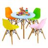 Costzon Kids Table and Chair Set, 5 PCS Mid-Century Modern Style Kids Desk Set w/Wood Legs, Iron Frame for Dining Drawing Playing & Strong Bearing Capacity, Toddler Table and Chairs (Colorful) view 1