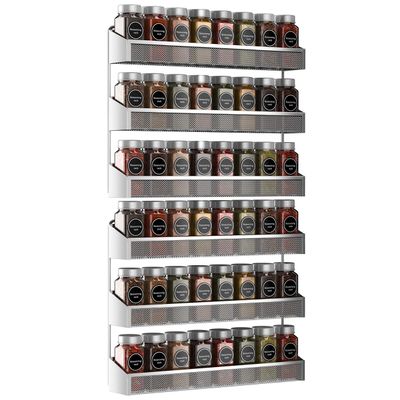 Auledio 2 Pack Spice Rack Organizer, 3 Tier Counter-top Stand or Wall Mounted Storage Rack Hanging Shelf for Kitchen Cabinet, Cupboard, Pantry Door or Bathroom Shower Cosmetic - Chrome