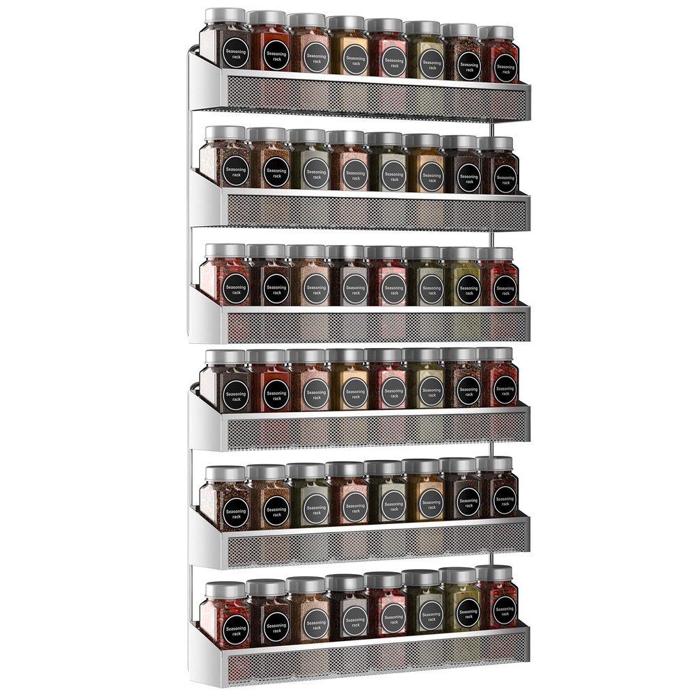 Auledio 2 Pack Spice Rack Organizer, 3 Tier Counter-top Stand or Wall Mounted Storage Rack Hanging Shelf for Kitchen Cabinet, Cupboard, Pantry Door or Bathroom Shower Cosmetic - Chrome