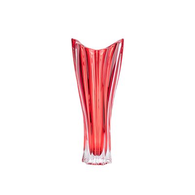 Bohemian Crystal AU52051, 12-1/2" Crystal Bud Vase, Plantica Red Sprayed Flower Jar