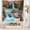 Ambesonne Arizona Tapestry King Size, Natural Spring Beauty in the Forest Stream Fascinating Havasupai Falls Photo, Wall Hanging Bedspread Bed Cover Wall Decor, 104" X 88", Green Sky Blue view 2