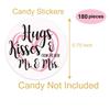180 Chocolate Drop Labels Stickers - Hugs Kisses from the New Mr. & Mrs. Wedding Stickers for Weddings, Bridal Shower Engagement Party, Wedding Party Favors Decor view 2