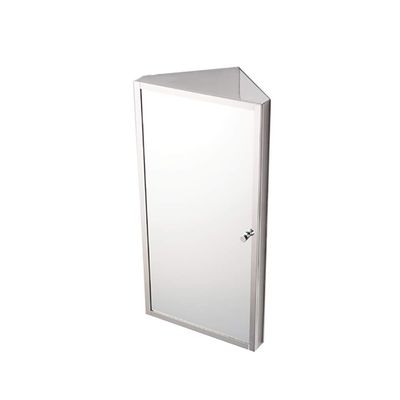 Stainless Steel Corner Bathroom Mirror Cabinet Triangle Locker Wall Cabinet Multipurpose Kitchen Medicine Storage Organizer with Mirror,11.81" X23.6"X8.2"