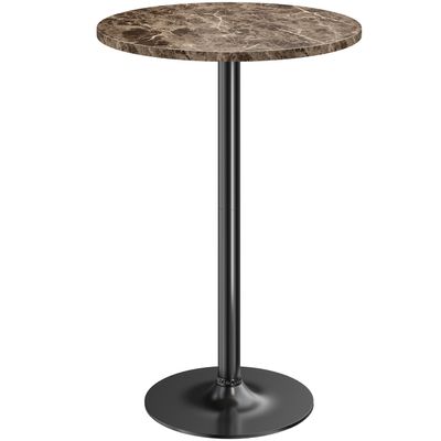 Furmax Bistro Pub Table Round Bar Height Cocktail Table for Home Bar, Round Bar Tables for Party, Dining Room, Living Room and Wedding, Metal Base MDF Top Obsidian, 40.6 Inch Height (1, Faux Marble)