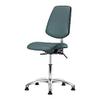 Thomas 1163V02 Cleanroom Vinyl Medium Bench Height Chair with Medium Back, Chrome Base, Without Tilt, Adjustable Arms, Without Foot Ring, Glides, Colonial Blue view 1