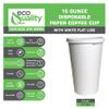 EcoQuality Durable Disposable Paper Cups & Flat Lids For Hot/Cold Drink, Coffee, Tea, Cocoa, Travel - Extra Large 16 Ounce Cups, 300 Count Cups & 300 White Flat Lids - White view 2