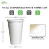 EcoQuality Durable Disposable Paper Cups & Flat Lids For Hot/Cold Drink, Coffee, Tea, Cocoa, Travel - Extra Large 16 Ounce Cups, 300 Count Cups & 300 White Flat Lids - White view 3
