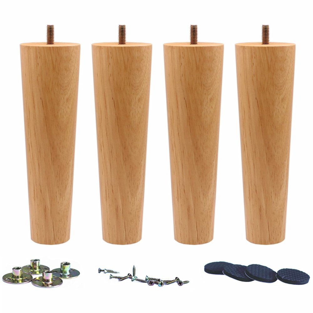 WEICHUAN Round Wooden Replacement Furniture Chair Ottoman Loveseat Coffee Table Cabinet Sofa Couch Legs 8 inch Heavy Duty (8" Straight Set of 4)