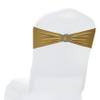 MDS Pack of 150 Spandex Foil Chair Sashes Bow Universal fits Elastic Stretch Chair Bands Ties with Buckle for Wedding Lycra Slider Bow - Metallic/zari/Sparkle Gold view 1