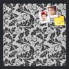 PinPix ArtToFrames 18x18 Custom Cork Bulletin Board Floral Black Leaf Poster Board Has a Fabric Style Canvas Finish, Framed in Satin Black (PinPix-180) view 1