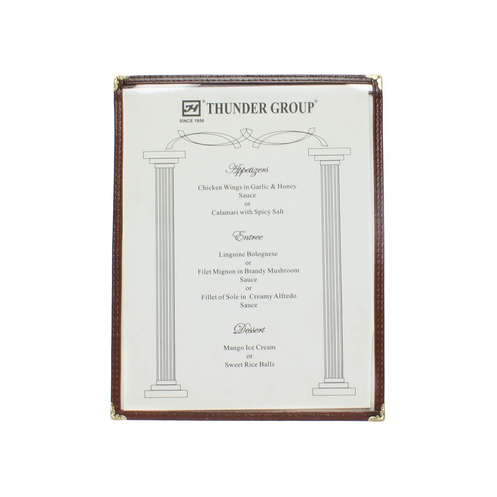 Restaurant Essentials 8.5" x 11" single menu cover, brown, comes in each