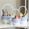 White Round Willow Wicker Gift Baskets with Blue and White Gingham Liner & Handles, Set of 3  Easter Baskets, Picnic or Gift Basket for Decoration view 2