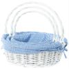 White Round Willow Wicker Gift Baskets with Blue and White Gingham Liner & Handles, Set of 3  Easter Baskets, Picnic or Gift Basket for Decoration view 3