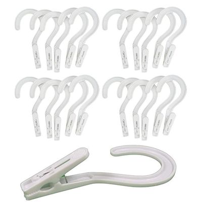20 Laundry Hooks Clothes Pins Hanging Clips Plastic Hanger Home Travel Portable