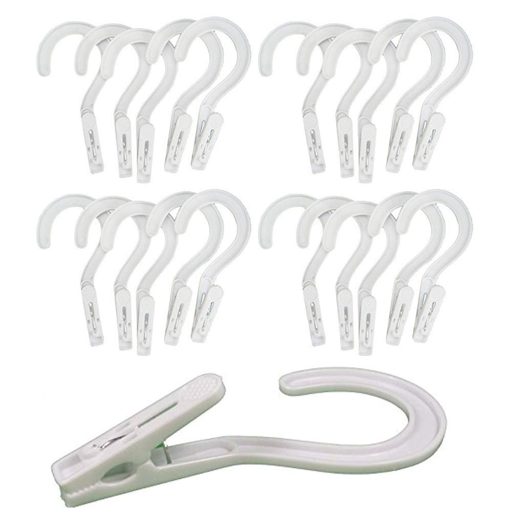 20 Laundry Hooks Clothes Pins Hanging Clips Plastic Hanger Home Travel Portable