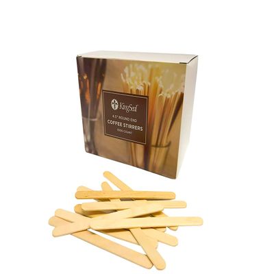 1000 Count | KingSeal Natural Birch Wood Coffee Beverage Stirrers, Stir Sticks, Waxing Sticks, Popsicle Sticks, 4.5 Inches, Round End - 1 Box of 1000 Stirrers