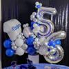 40 inch Letter Balloons Silver Alphabet Number Balloon Foil Mylar Party Wedding Bachelorette Birthday Bridal Shower Graduation Anniversary Celebration Decoration can fly with helium (number 5) view 4