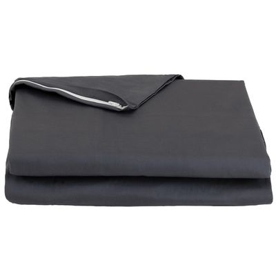 FULI 100% Cotton Zippered Futon Cover, Japanese Futon Mattress Cover, Shikibuton, Made in Japan (Twin XL, Dark Gray)