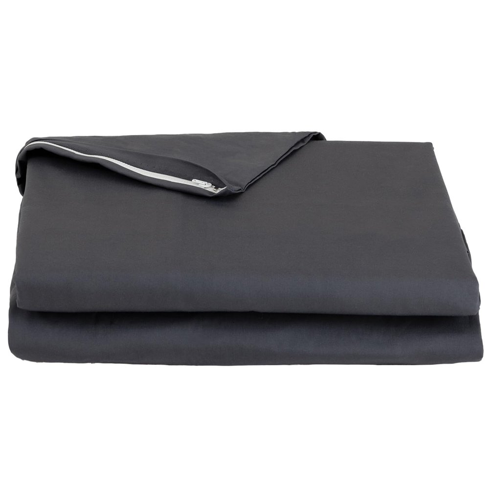 FULI 100% Cotton Zippered Futon Cover, Japanese Futon Mattress Cover, Shikibuton, Made in Japan (Twin XL, Dark Gray)