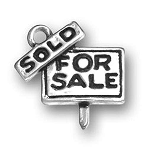 2 Real Estate Agent Charms, Antique Silver Tone (1K-104)