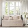 Madison Park Daybed Cover Set-Trendy Damask Quilting with Scalloped Edges All Season Luxury Bedding with Bedskirt, Matching Shams, Decorative Pillow, 75"x39", Tuscany Blush, 6 Piece view 2
