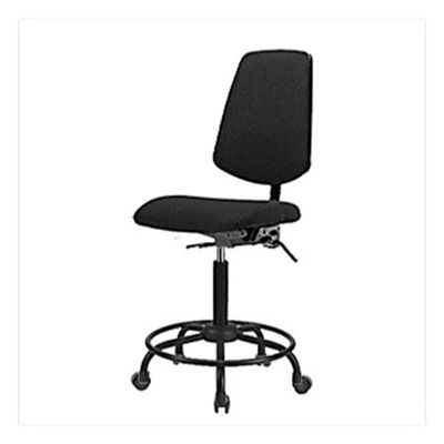 Thomas 1163K77 Fabric Medium Bench Height Chair with Medium Back Without Tilt, Round Tube Base, Adjustable Arms, Glides, Gray
