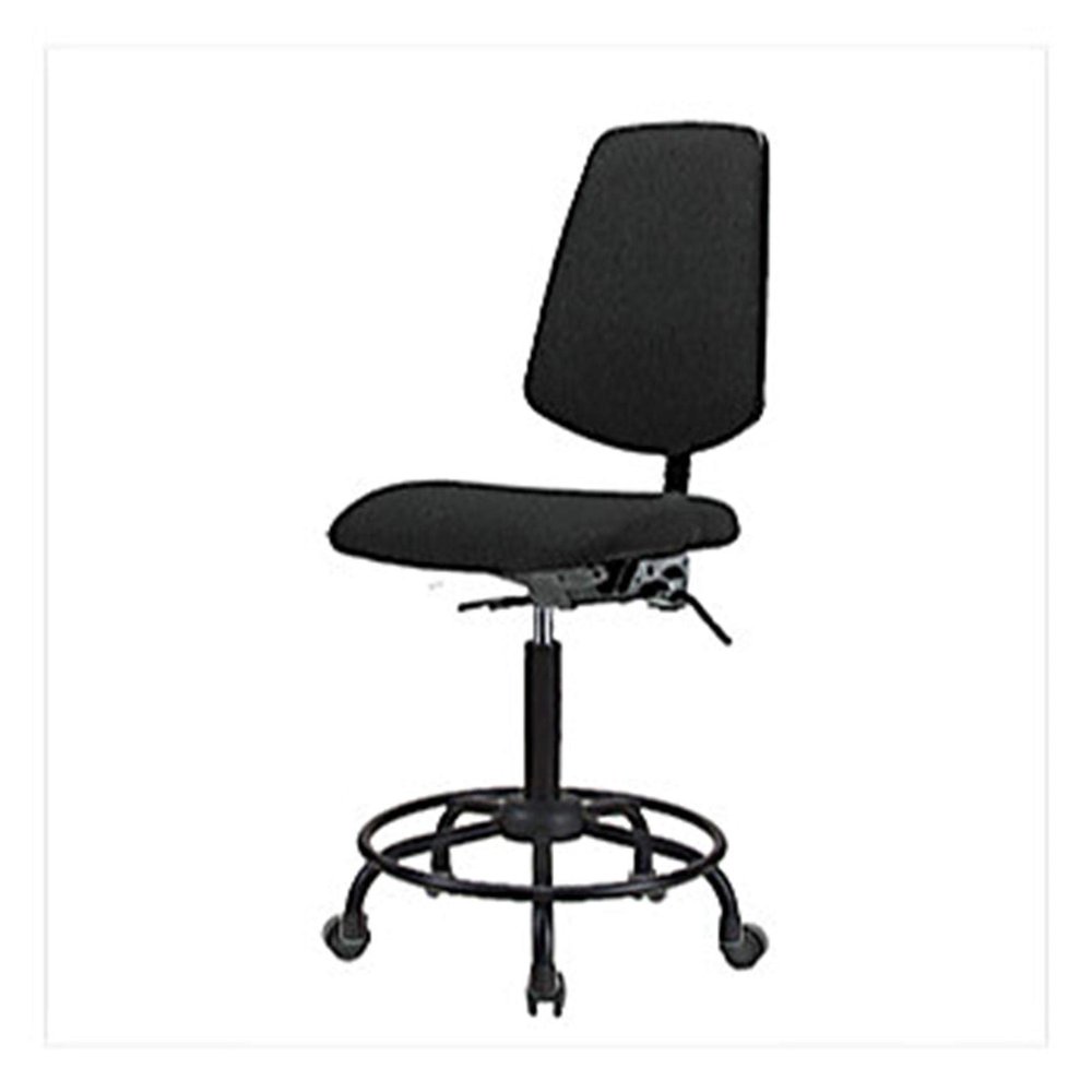 Thomas 1163K77 Fabric Medium Bench Height Chair with Medium Back Without Tilt, Round Tube Base, Adjustable Arms, Glides, Gray