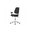 Thomas 1163U66 Cleanroom Vinyl Medium Bench Height Chair with Medium Back, Chrome Base, with Tilt, Adjustable Arms, Chrome Foot Ring, Chrome Casters, Black view 1
