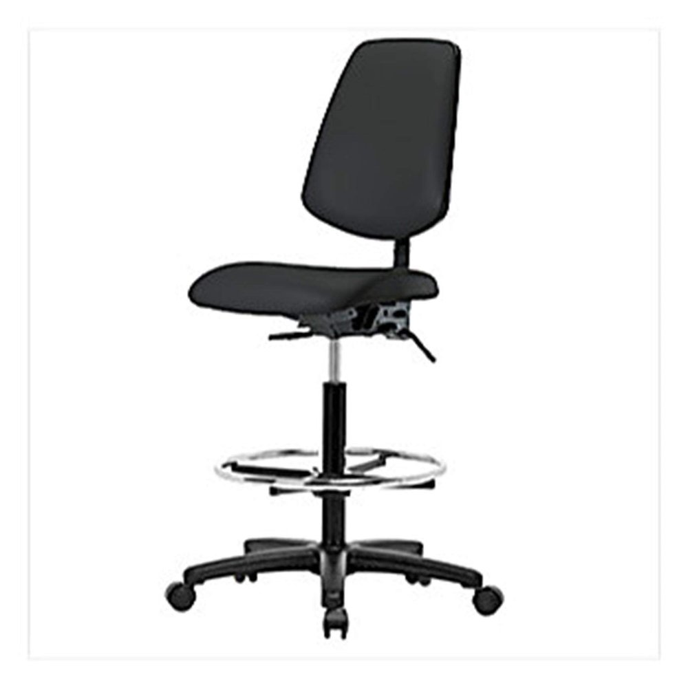 Thomas 1163Q15 Vinyl High Bench Height Chair with Medium Back Without Tilt and Arms, Nylon Base, Chrome Foot Ring, Glides, Burgundy