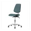 Thomas 1163U82 Cleanroom Vinyl Medium Bench Height Chair with Medium Back, Chrome Base, with Tilt, Without Arms, Without Foot Ring, Glides, Colonial Blue view 1