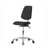 Thomas 1163U76 Cleanroom Vinyl Medium Bench Height Chair with Medium Back, Chrome Base, with Tilt, Without Arms, Without Foot Ring, Chrome Casters, Black view 1